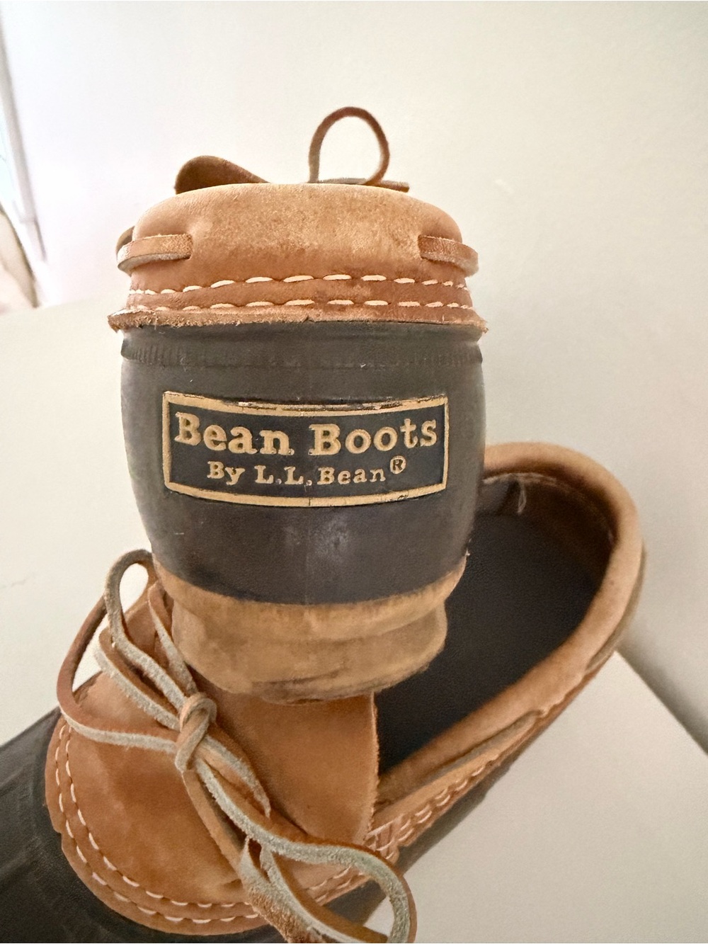 L.L. Bean Kids Two-Tone Brown Suede and Black Bean Boots